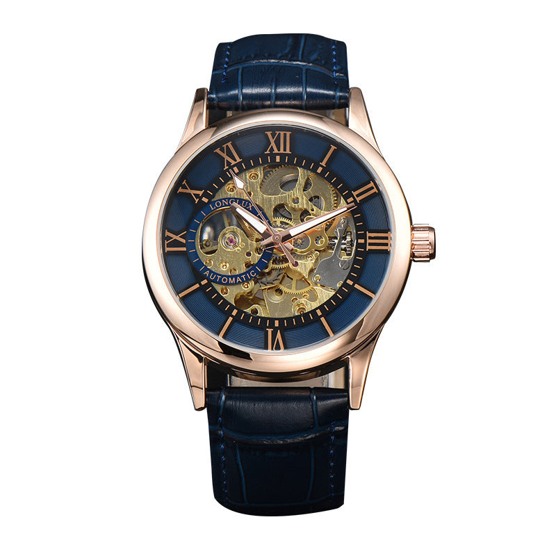 Reloj Mecánico para Hombre con Escala Romana y Estilo Empresarial