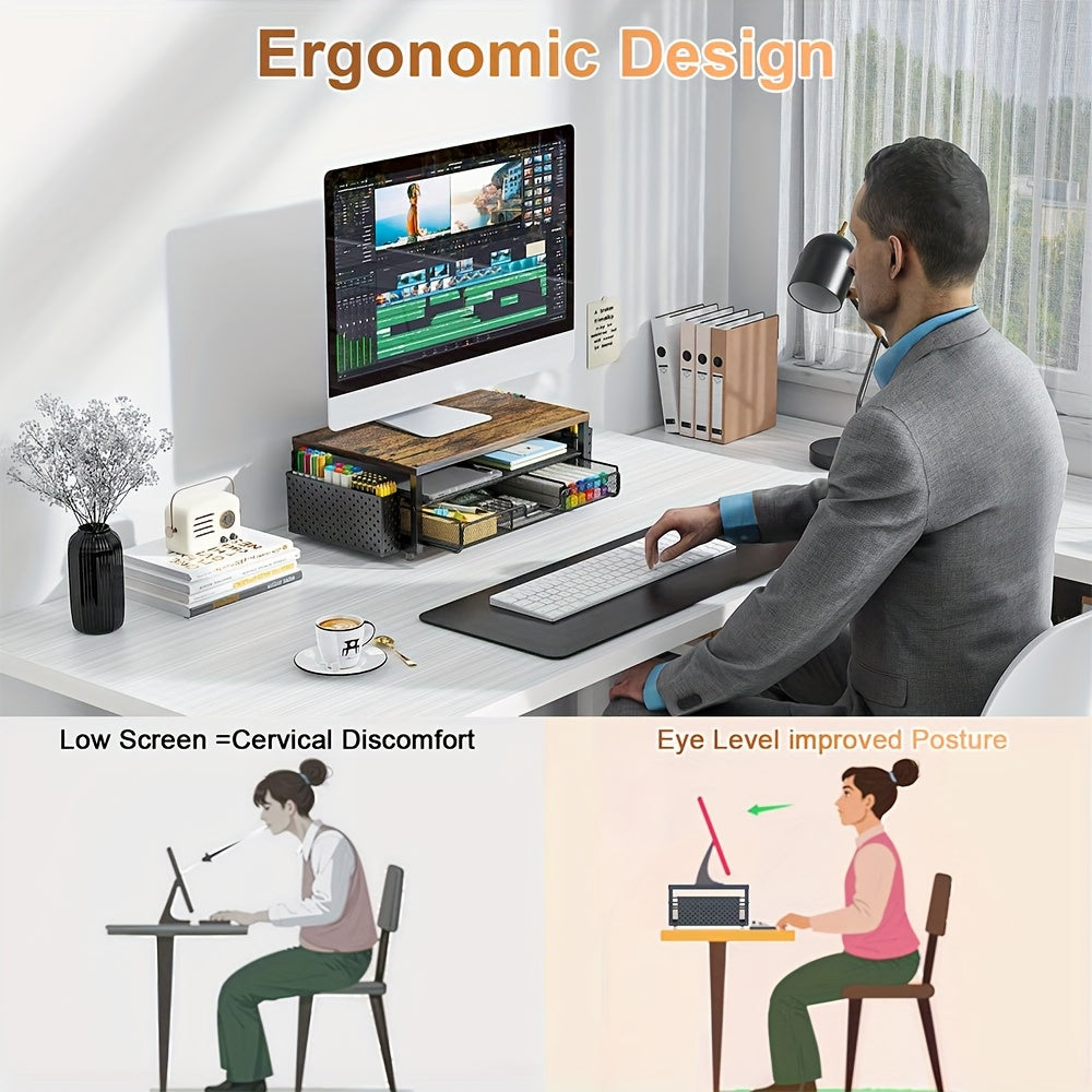 Monitor Stand Metal with Drawer & Holder (2-Tier)-4