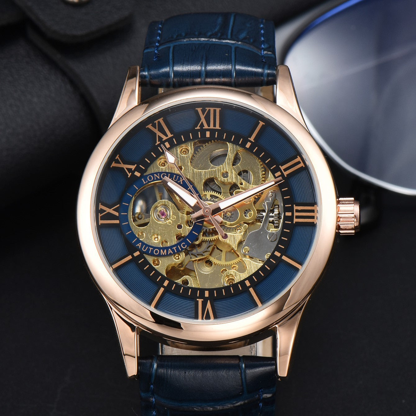 Reloj Mecánico para Hombre con Escala Romana y Estilo Empresarial