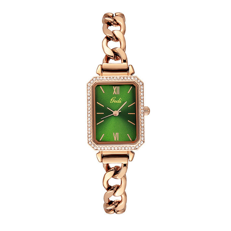 Reloj de Lujo con Detalles de Diamantes y Estilo Moderno