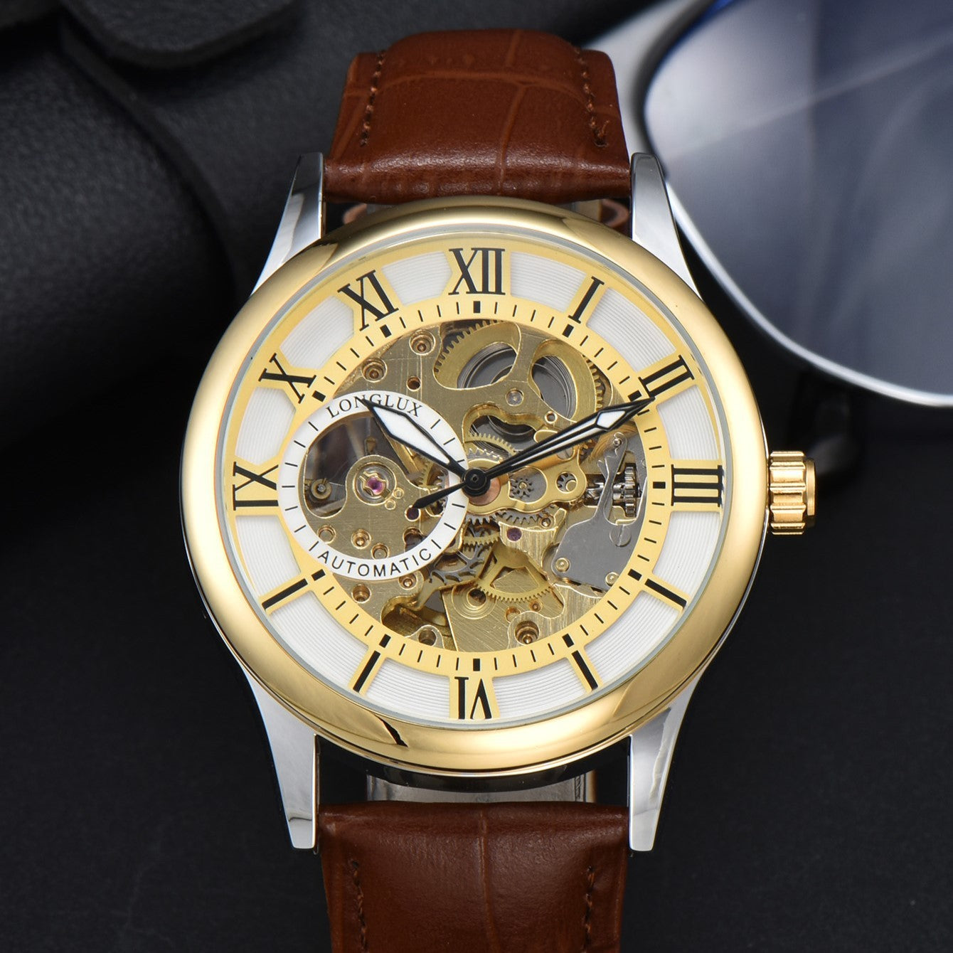 Reloj Mecánico para Hombre con Escala Romana y Estilo Empresarial