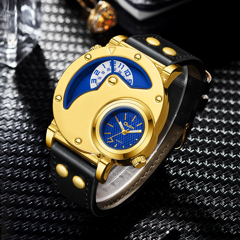 Reloj Multifuncional Dorado con Esfera Exagerada para Hombre