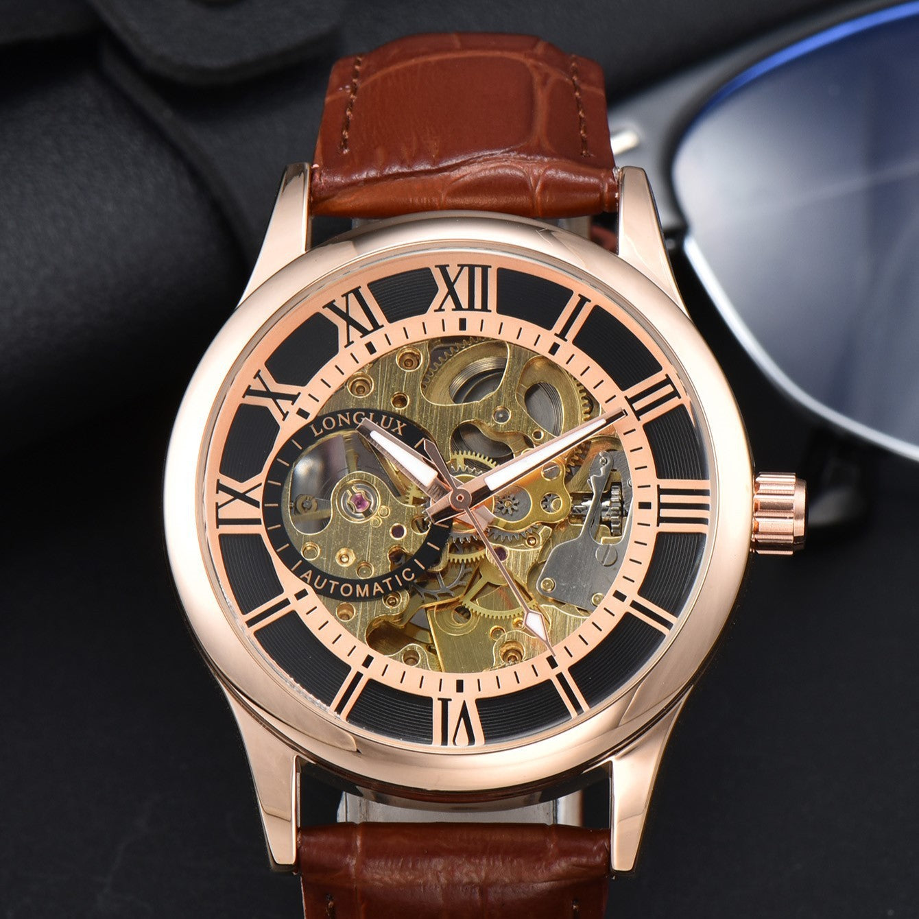 Reloj Mecánico para Hombre con Escala Romana y Estilo Empresarial