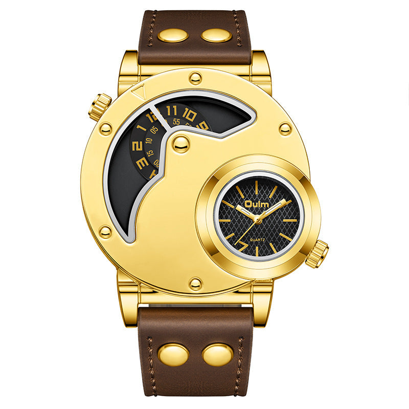 Reloj Multifuncional Dorado con Esfera Exagerada para Hombre