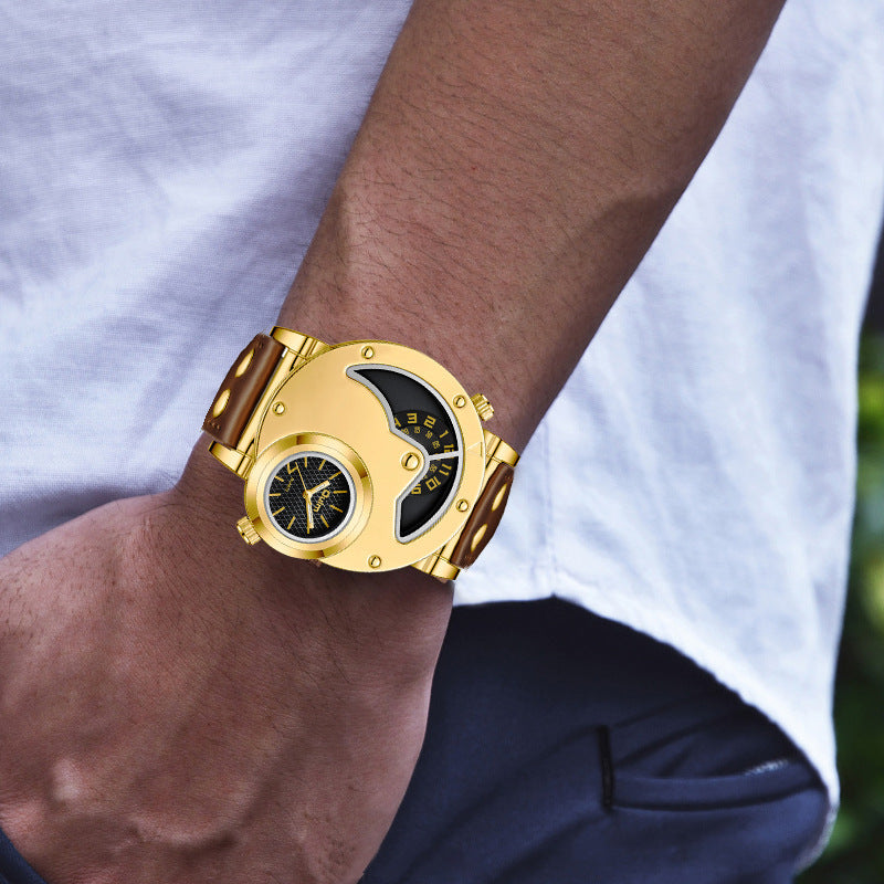 Reloj Multifuncional Dorado con Esfera Exagerada para Hombre