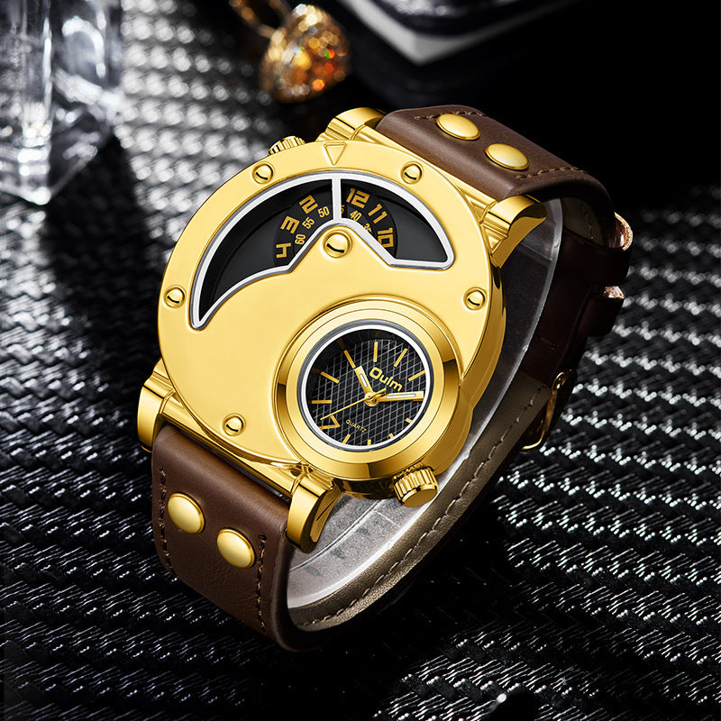 Reloj Multifuncional Dorado con Esfera Exagerada para Hombre