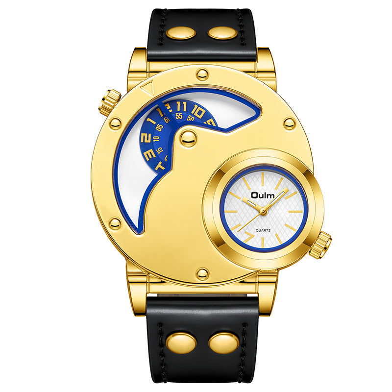 Reloj Multifuncional Dorado con Esfera Exagerada para Hombre