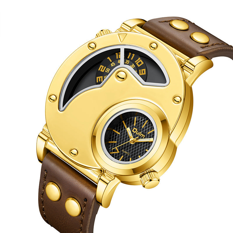 Reloj Multifuncional Dorado con Esfera Exagerada para Hombre