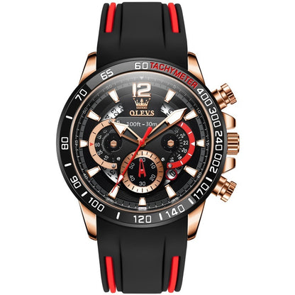 Reloj de Cuarzo Multifuncional para Hombre con Correa de Silicona y Diseño Luminoso