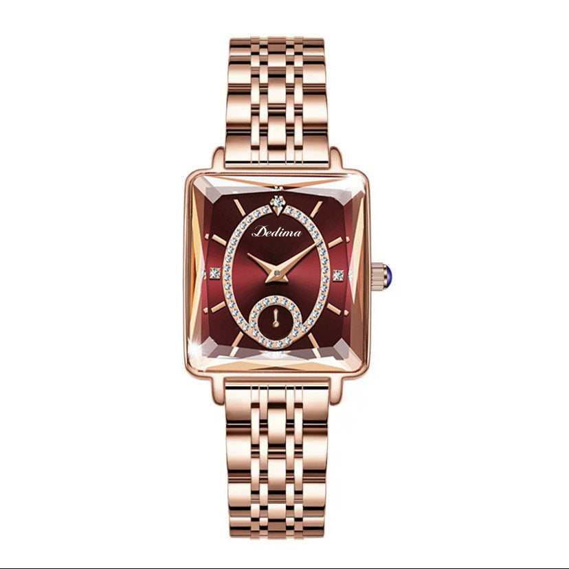 Reloj Casual para Mujer con Diseño de Oro Rosa y Diamantes