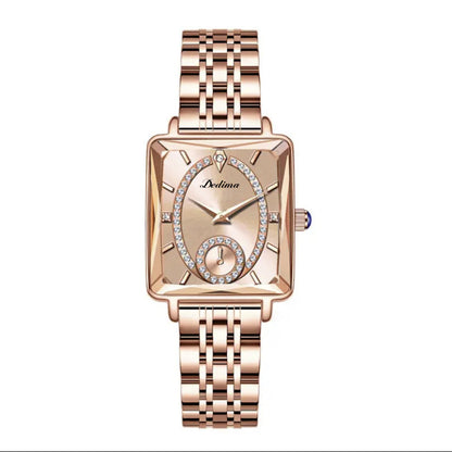 Reloj Casual para Mujer con Diseño de Oro Rosa y Diamantes