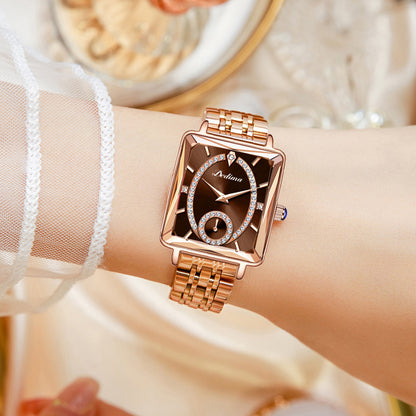 Reloj Casual para Mujer con Diseño de Oro Rosa y Diamantes