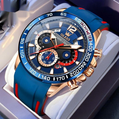 Reloj de Cuarzo Multifuncional para Hombre con Correa de Silicona y Diseño Luminoso