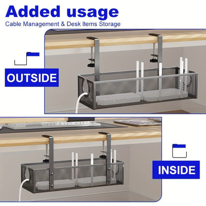 No-Drill Wire Organizer Under-Desk Cable Tray-1