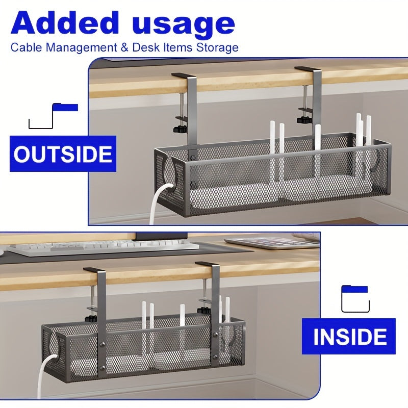 No-Drill Wire Organizer Under-Desk Cable Tray-1
