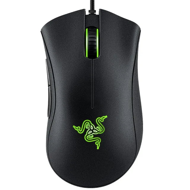 Ratón gaming NNEOBA Essential con cable, sensor óptico 6400 DPI, 5 botones programables, iluminación verde y diseño ergonómico para diestros.