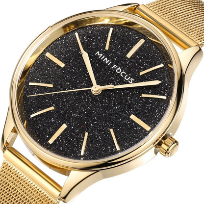 Reloj de Mujer Cuarzo Moda Casual con Correa Dorada o Negra