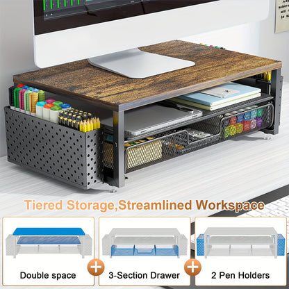Monitor Stand Metal with Drawer & Holder (2-Tier)-1