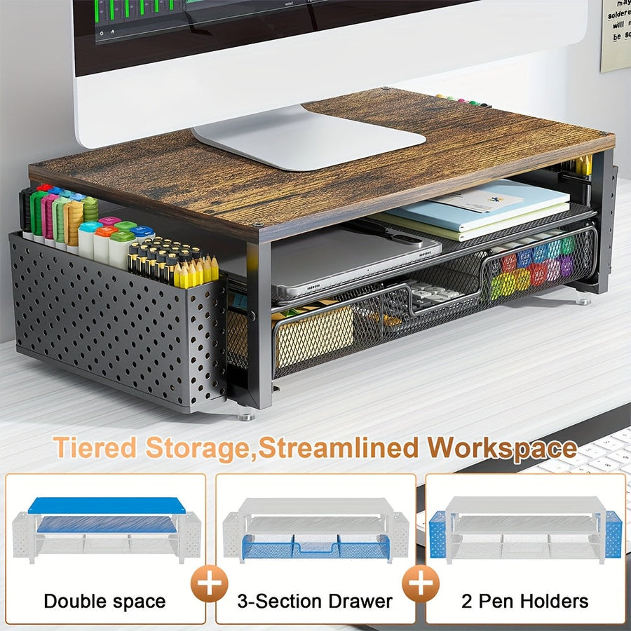 Monitor Stand Metal with Drawer & Holder (2-Tier)-1