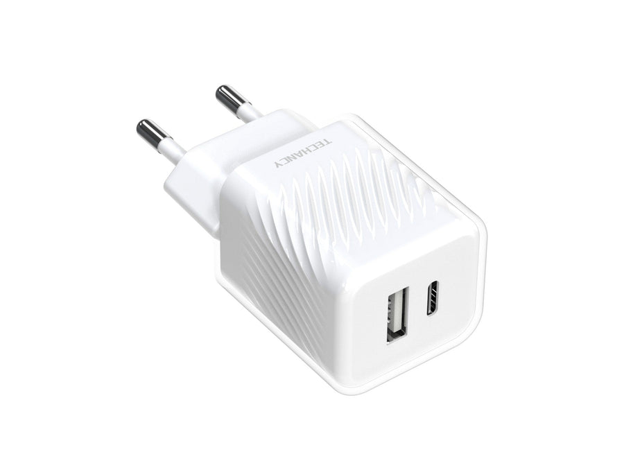 Techancy Carregador De Parede Pd Usb-C De 33 W Branco TA2817, Adaptador De Carregamento Rápido A + C De Porta Dupla Para Gan.-1