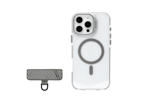 Funda para iPhone 16 Series compatible con MagSafe, soporte de aleación de zinc ajustable, protección anticaídas y Phone Tether Tab para uso con accesorios Tesla compatibles.