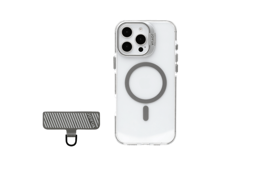 Funda para iPhone 16 Series compatible con MagSafe, soporte de aleación de zinc ajustable, protección anticaídas y Phone Tether Tab para uso con accesorios Tesla compatibles.