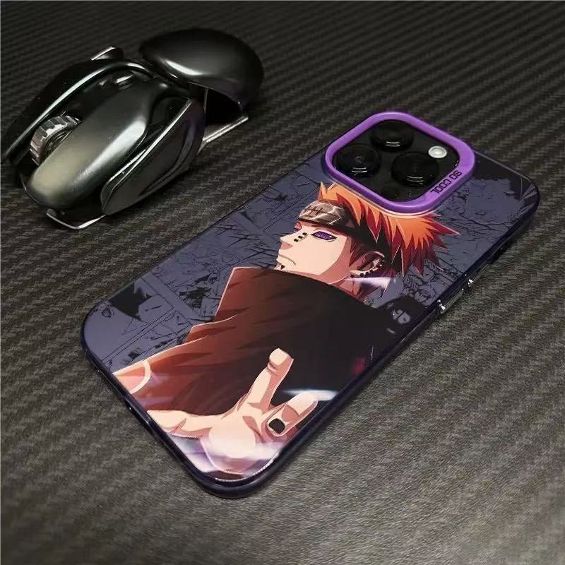 Funda protectora para iPhone estilo anime oscuro con doble capa, carcasa de policarbonato, diseño completo y compatibilidad con carga inalámbrica.