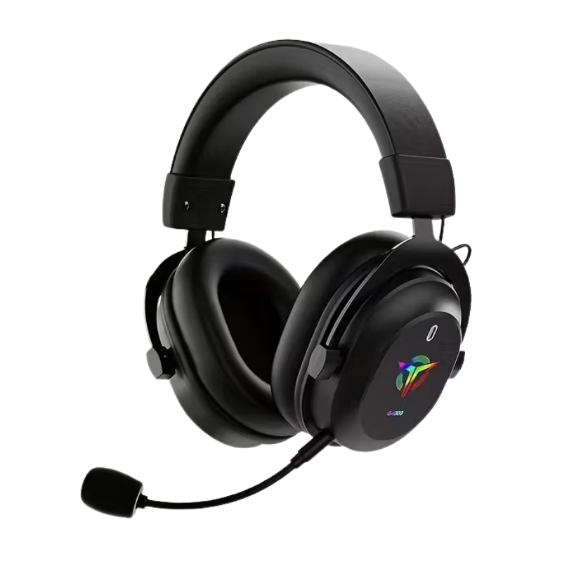 Auriculares gaming 3 en 1 RGB con conexión 2.4G, Bluetooth y cable 3.5 mm, micrófono desmontable ENC y drivers de 50 mm.