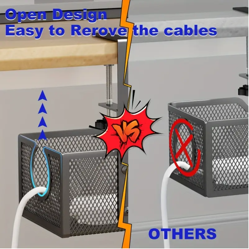 No-Drill Wire Organizer Under-Desk Cable Tray-3